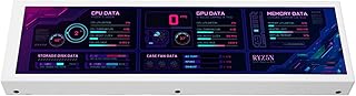 Jauarta 8.8inch IPS LCD Monitor 1920 X 480 CPU GPU SSD Data Temperature Monitor AIDA64 Chassis Sub Screen for Linux, Durable and Precise Design (White)