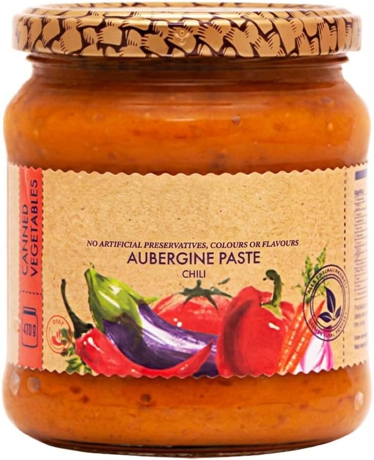 Armenian Aubergine Paste with Chili - Flame-Roasted Eggplant & Red Pepper Spread - 470g