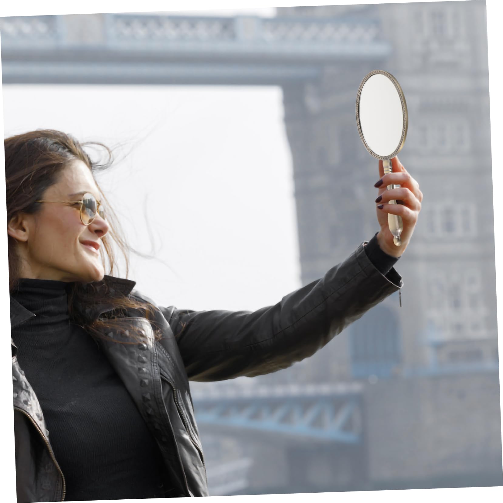 SOESFOUFU Gold Antique Mirror Compact Vintage Portable Makeup Mirror Handheld for Women