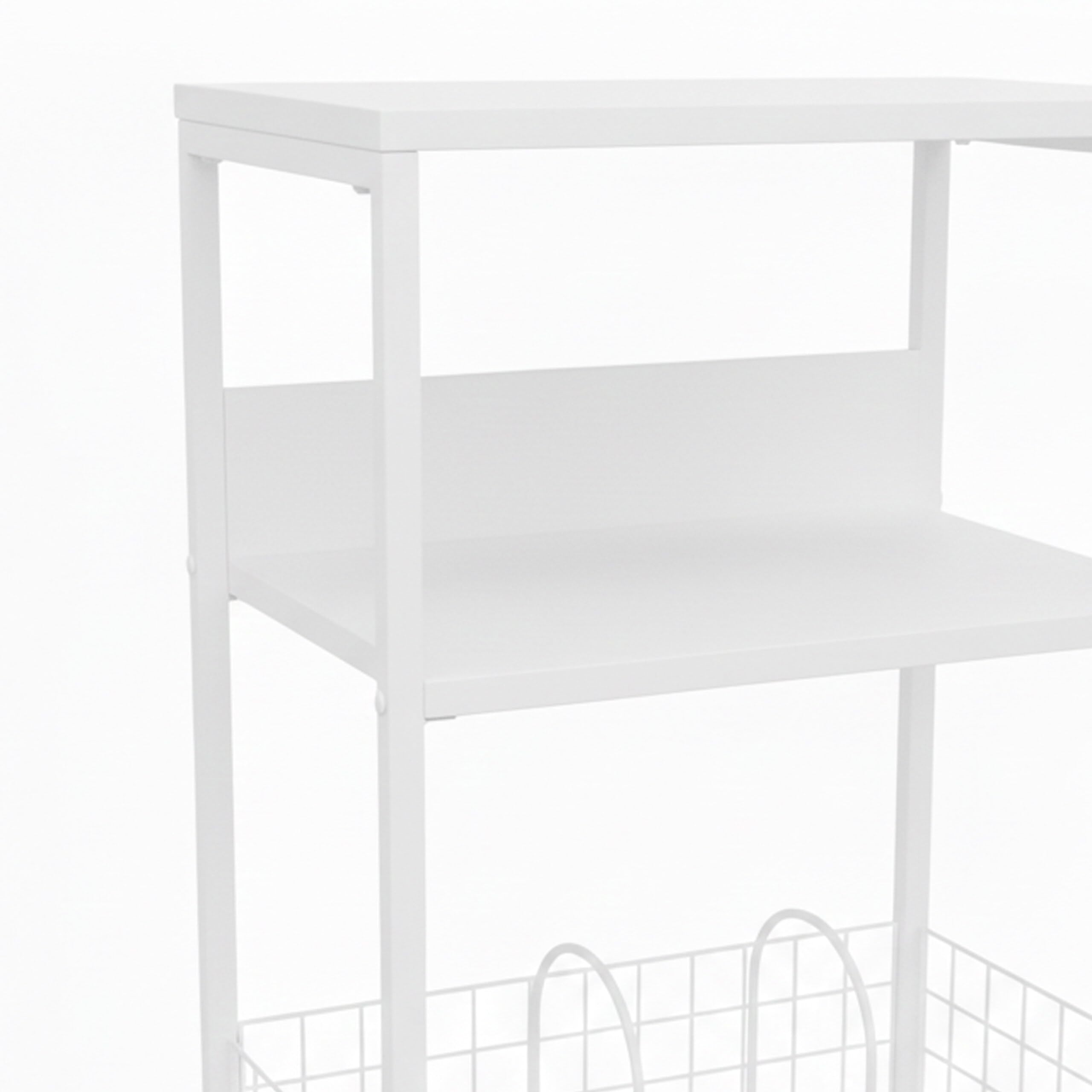 Relaxdays Meuble pour Platine Vinyle, 3 Niveaux, séparateurs, H x L x P : 65 x 40 x 30 cm, Fer/MDF, Blanc