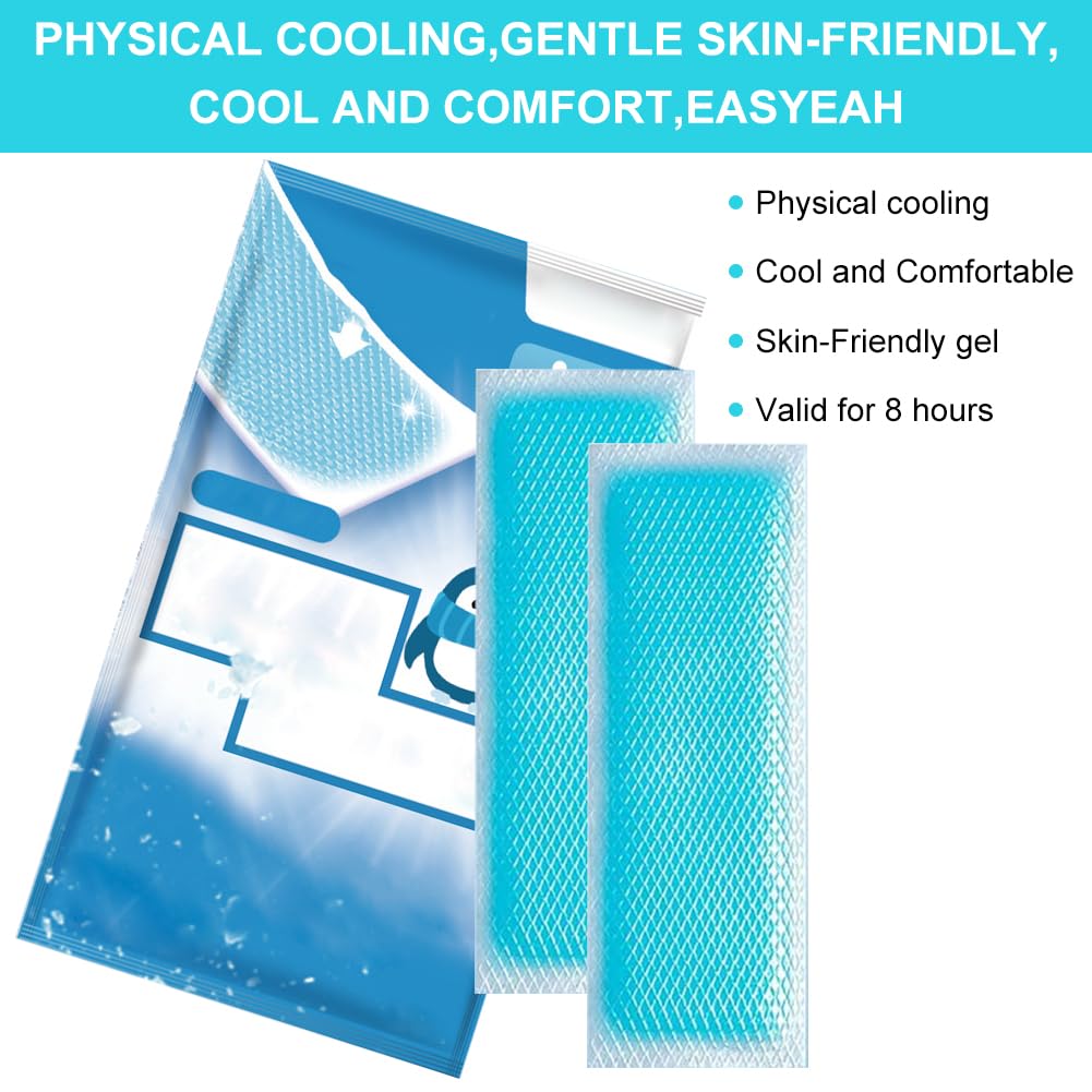 30 Hojas de Parches Refrescantes para la Fiebre para Niños, Tiras Refrescantes para la Frente,Almohadillas de Gel Refrescante,Parche De Enfriamiento,para Niños y Adultos