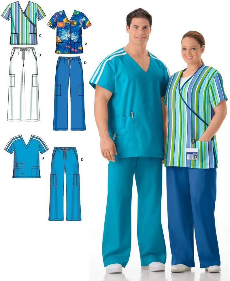 SimplicityEasy To Sew Men and Women's Scrubs Sewing Pattern, Sizes XL-XXXL.