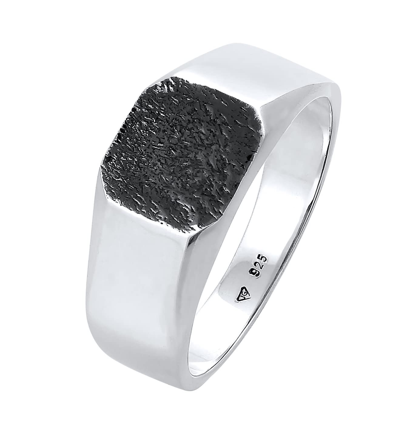 Kuzzoi Siegelring Herrenring 11 mm quadratisch matt oxidiert 925 Silber | Klassischer Herren Silberring breit Band Ring für Männer in der Ringgröße 60 - 66