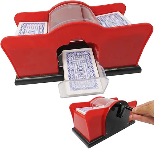 Evelots Barajador de cartas  2 barajas de soporte para cartas sistema de manivela fácil de usar máquina de barajar tarjetas barajador de cartas de