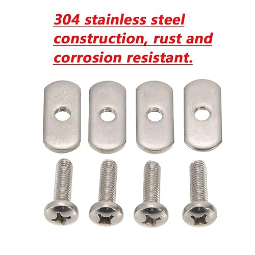 Miniatura 5 de Paquete de 4 tornillos de acero inoxidable para riel de kayak/riel de riel y tuercas de riel, kit de reemplazo de montaje de engranajes para kayaks,