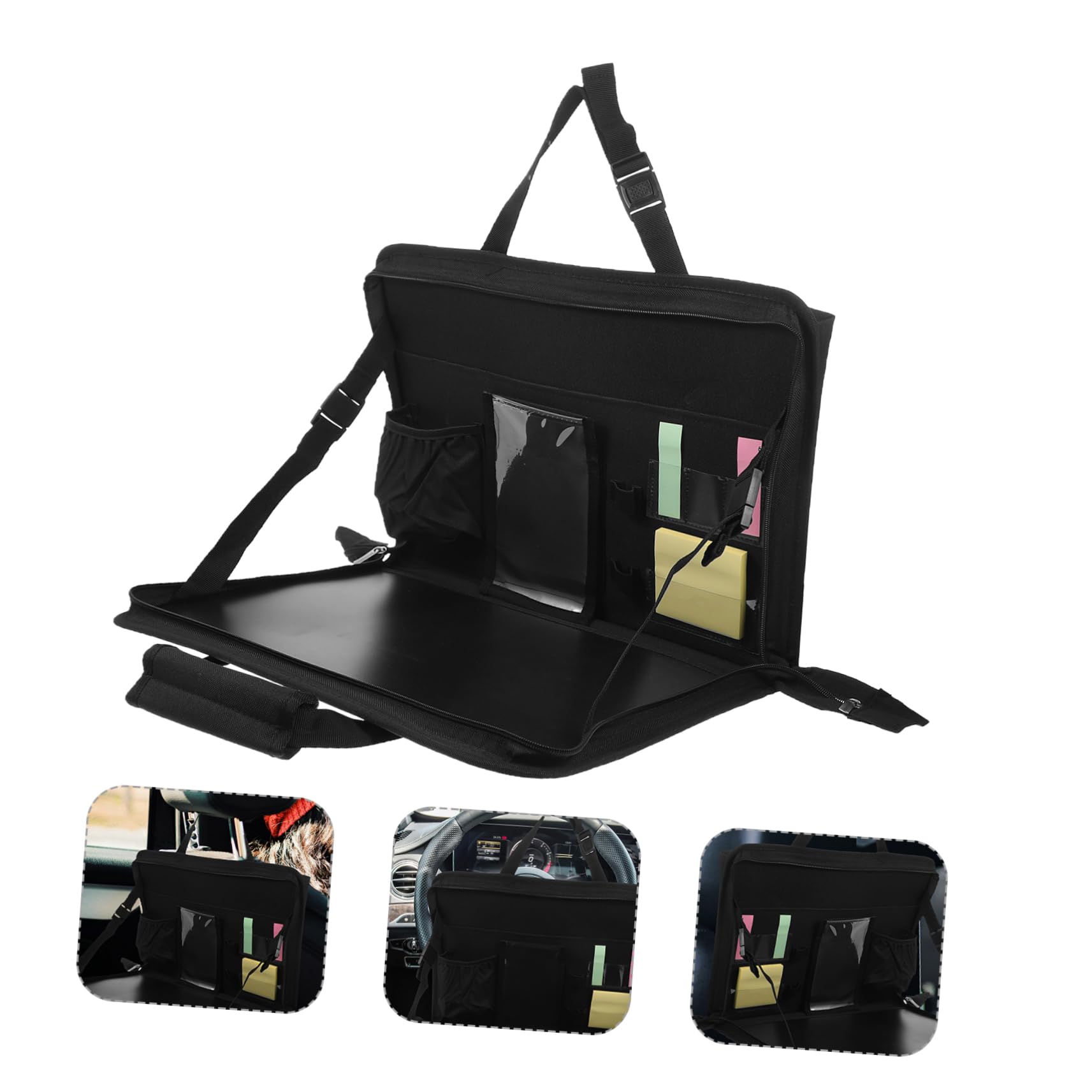 OUNONA Table Pliante Voiture Noire Compacte en Tissu Oxford pour Repas