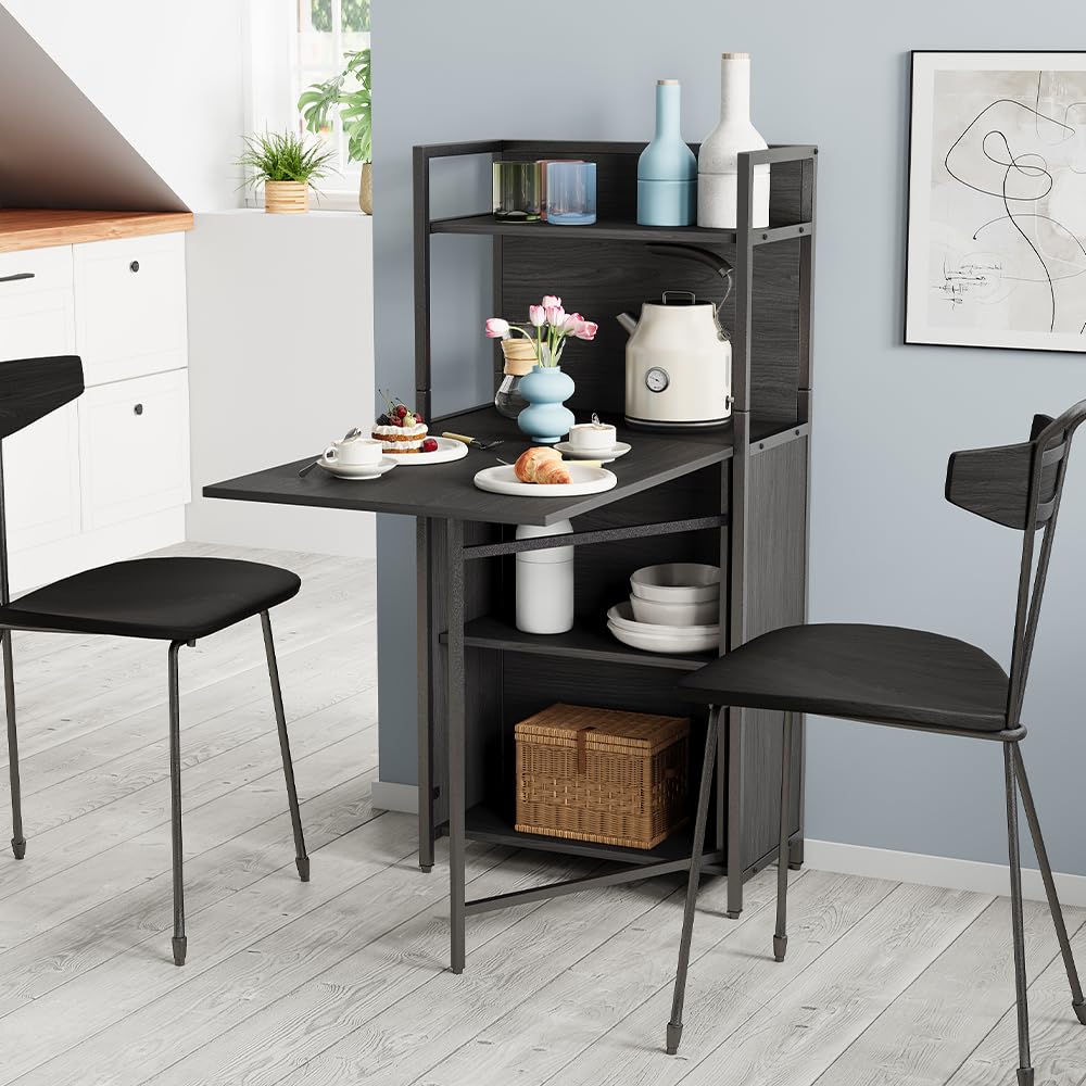 Vicco Bureau Savio, Noir, 30-100 x 57 cm avec Plateau de Table Pliant, utilisable comme Table Murale Rabattable avec Surfaces de Rangement