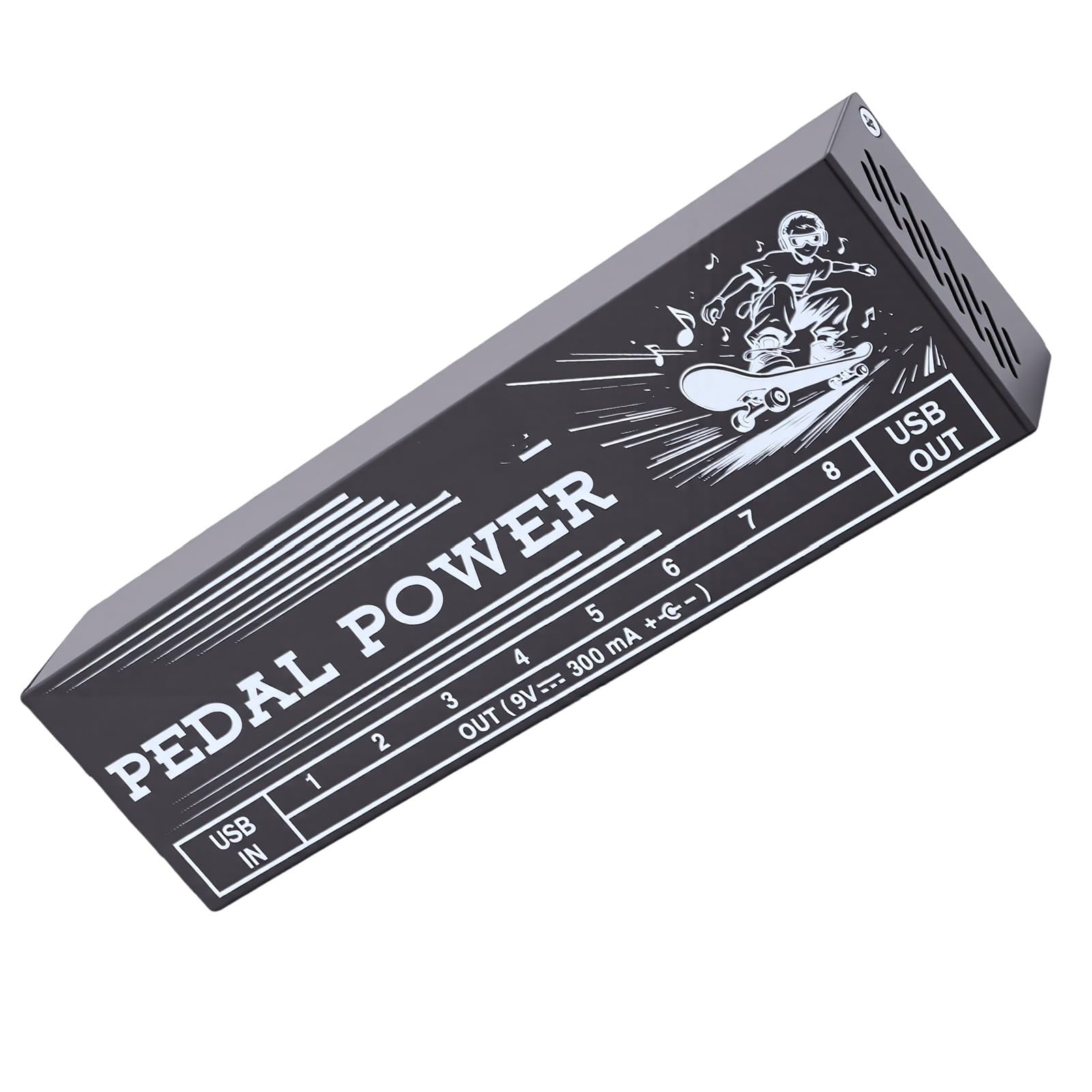 POENVFPO Alimentatore per Pedali Effetto Isolato 8 Uscite 300mA con | 9V DC 300mA per Uscita, Filtro di Riduzione del Rumore, Indicatori LED, Porta di Ricarica USB 5V 1A