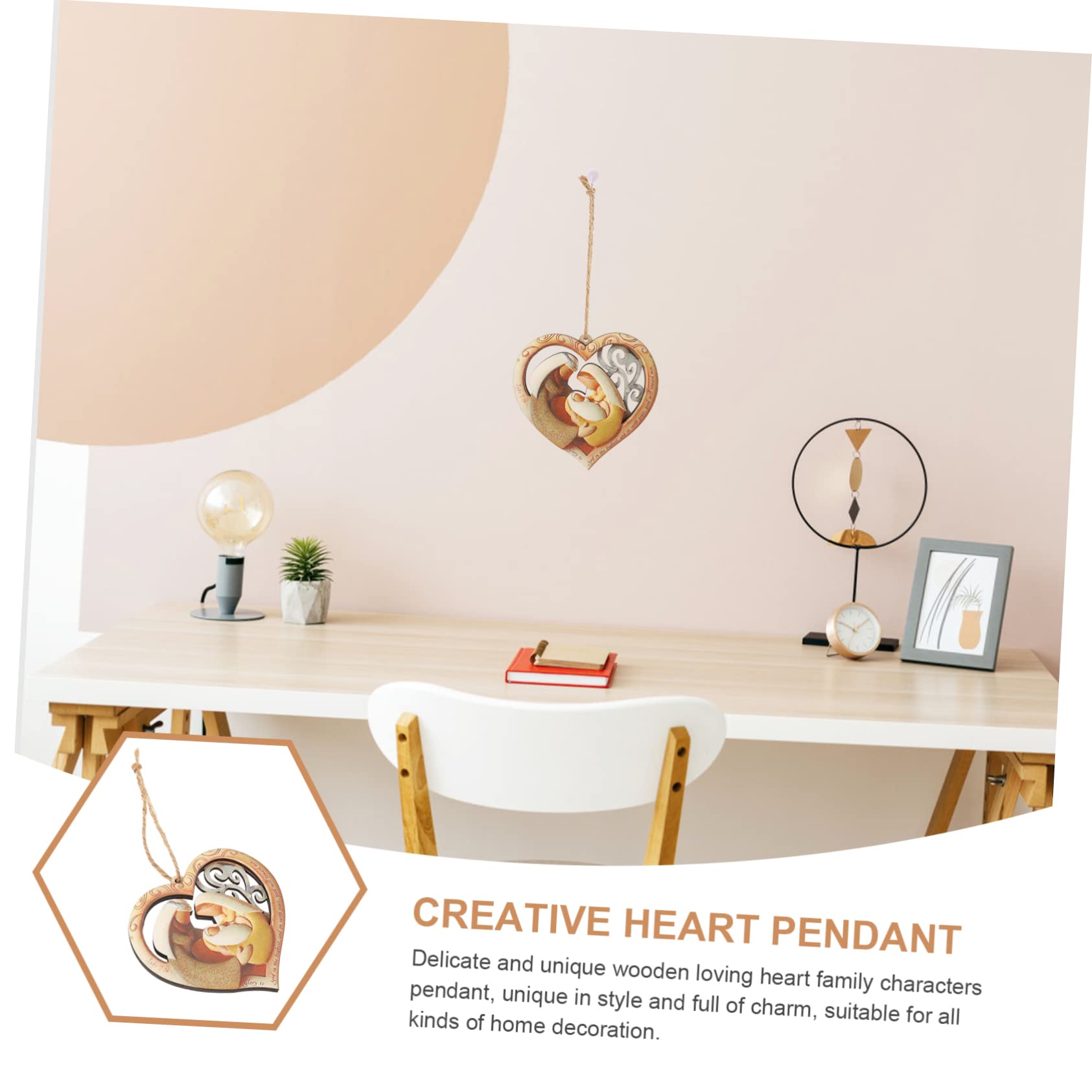 SOIMISS 3piezas Colgante De Madera Diseño De Corazón Amoroso para Decoración De Pared El Hogar Adorno Creativo para Salón y Dormitorio para Familia y
