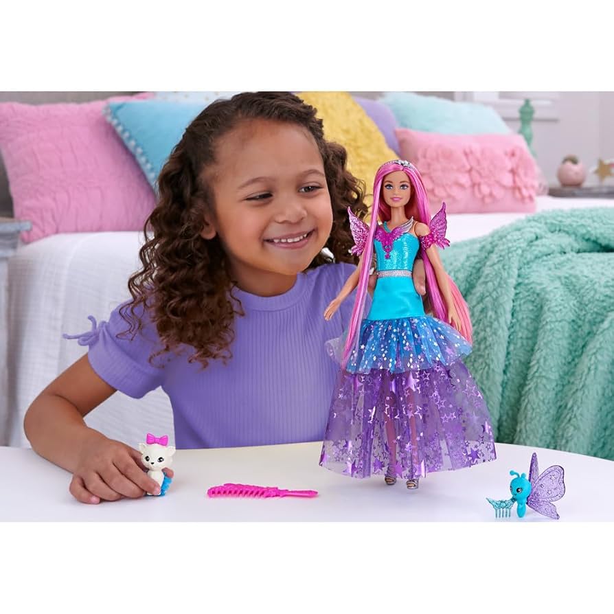 Amazon.com: Barbie Doll with 2 Fantasy Pets & Dress, Malibu