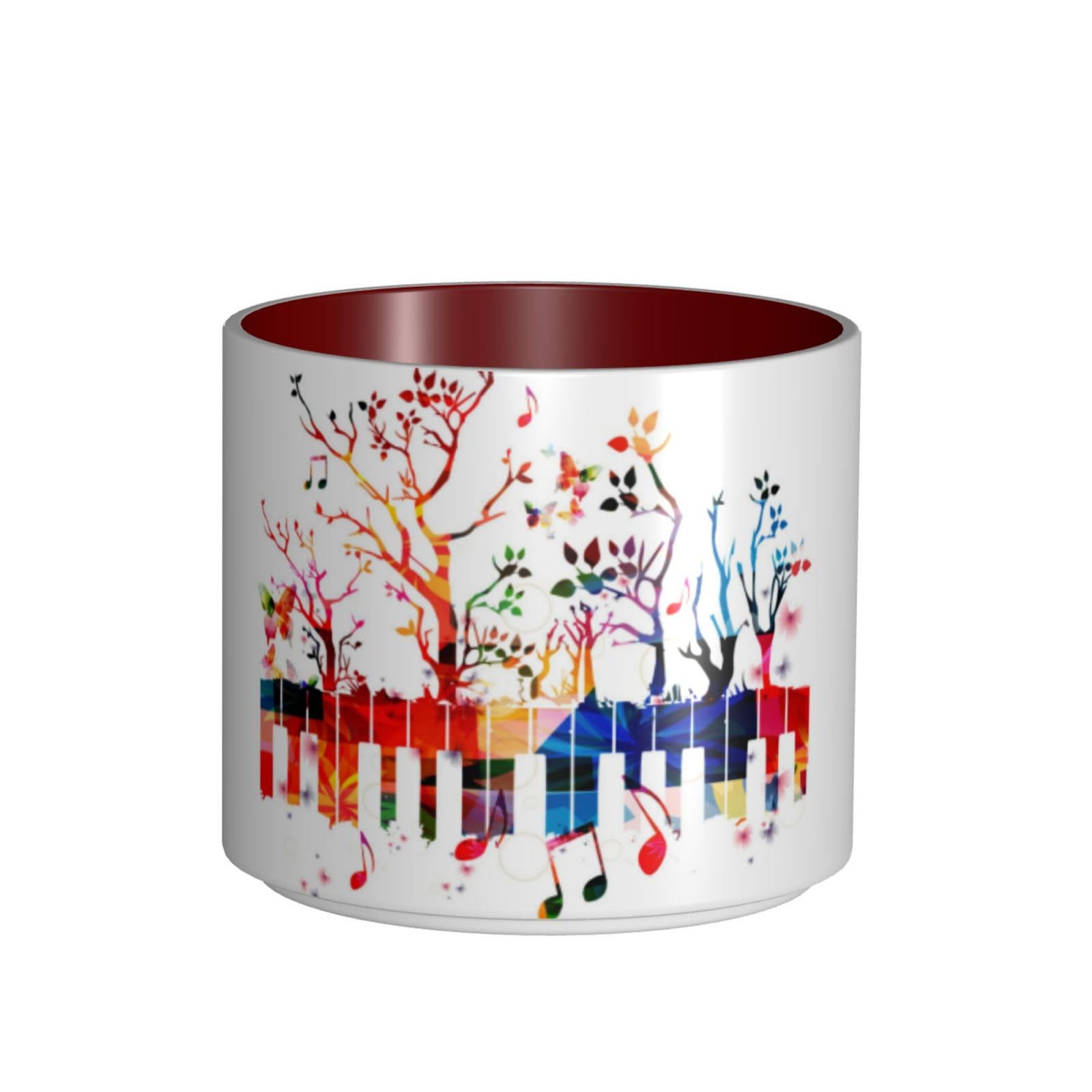 Bunte Klaviertastatur-Musiknoten-bedruckte große Keramik-Tassen Kaffeetasse