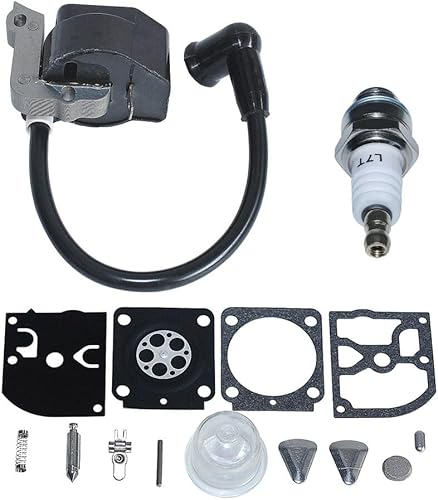 Fricgore Piezas de repuesto para bobina de encendido Bujía para Stjhl Hs45 Fs55 Fs38 Kit de reparación de carbohidratos 4140 400 1308 Moto Sierra