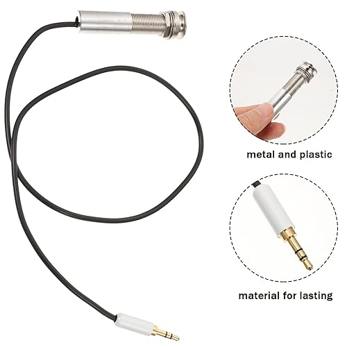 Miniatura 7 de Cable de recogida de guitarra Cable piezoeléctrico Salida Jack Adaptador de guitarra Cable de instrumento estéreo 23.622 in (negro)