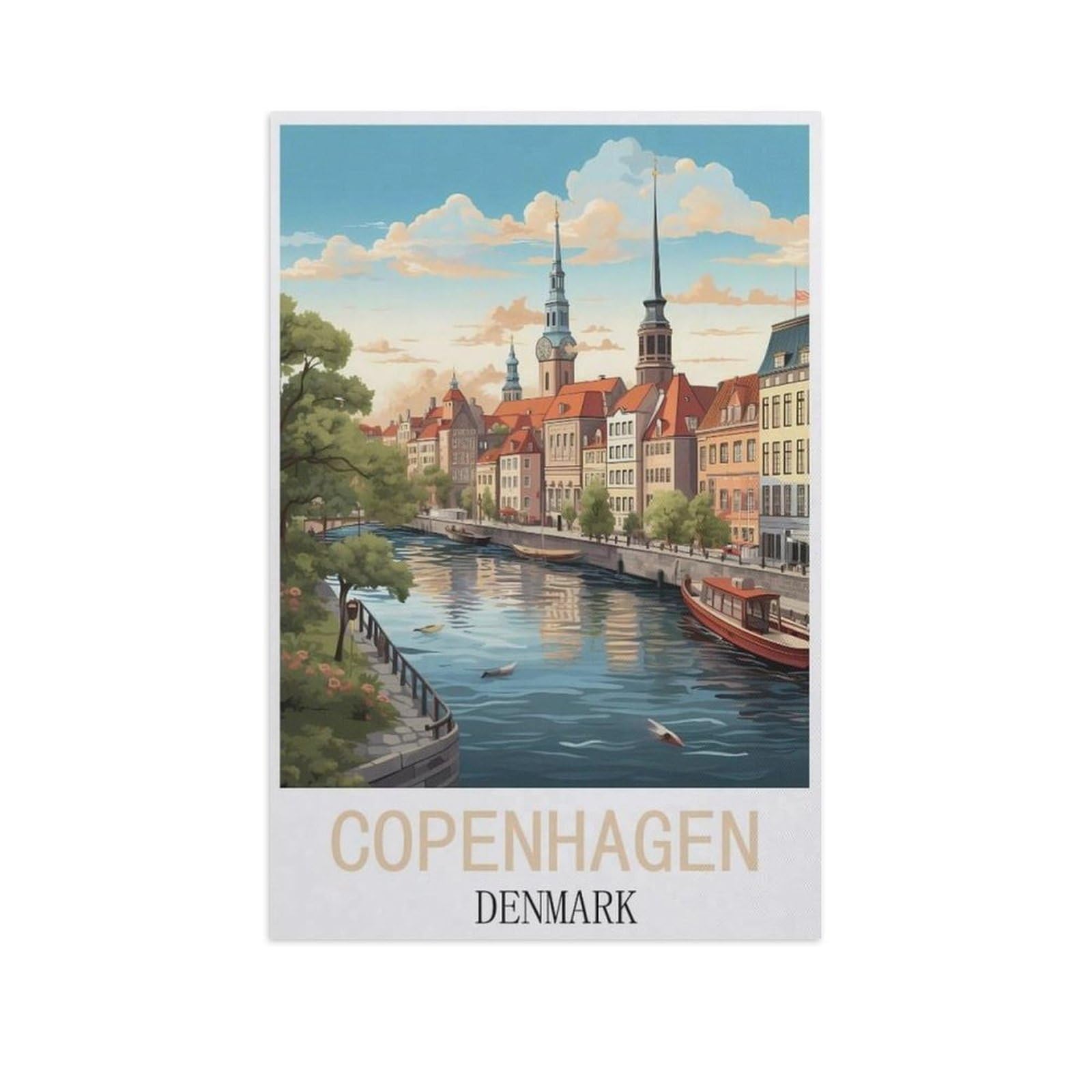 Jigsaw Puzzle 1000 Pieces for Adults，Copenhagen Denmark，Teens Boys Girls Puzzles Difficult Challenging Puzzle for Party Games Kids Family Friends（38x26cm）-AN9