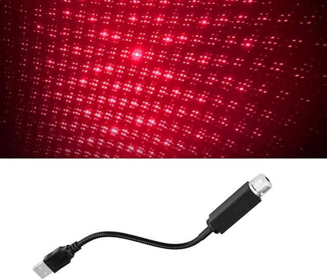 Annadue Romantic Mini USB Projector Light, Flexible USB Night Lamp Fit All Cars Party, Home Room, Projector Ceiling Star Red Light Lamp