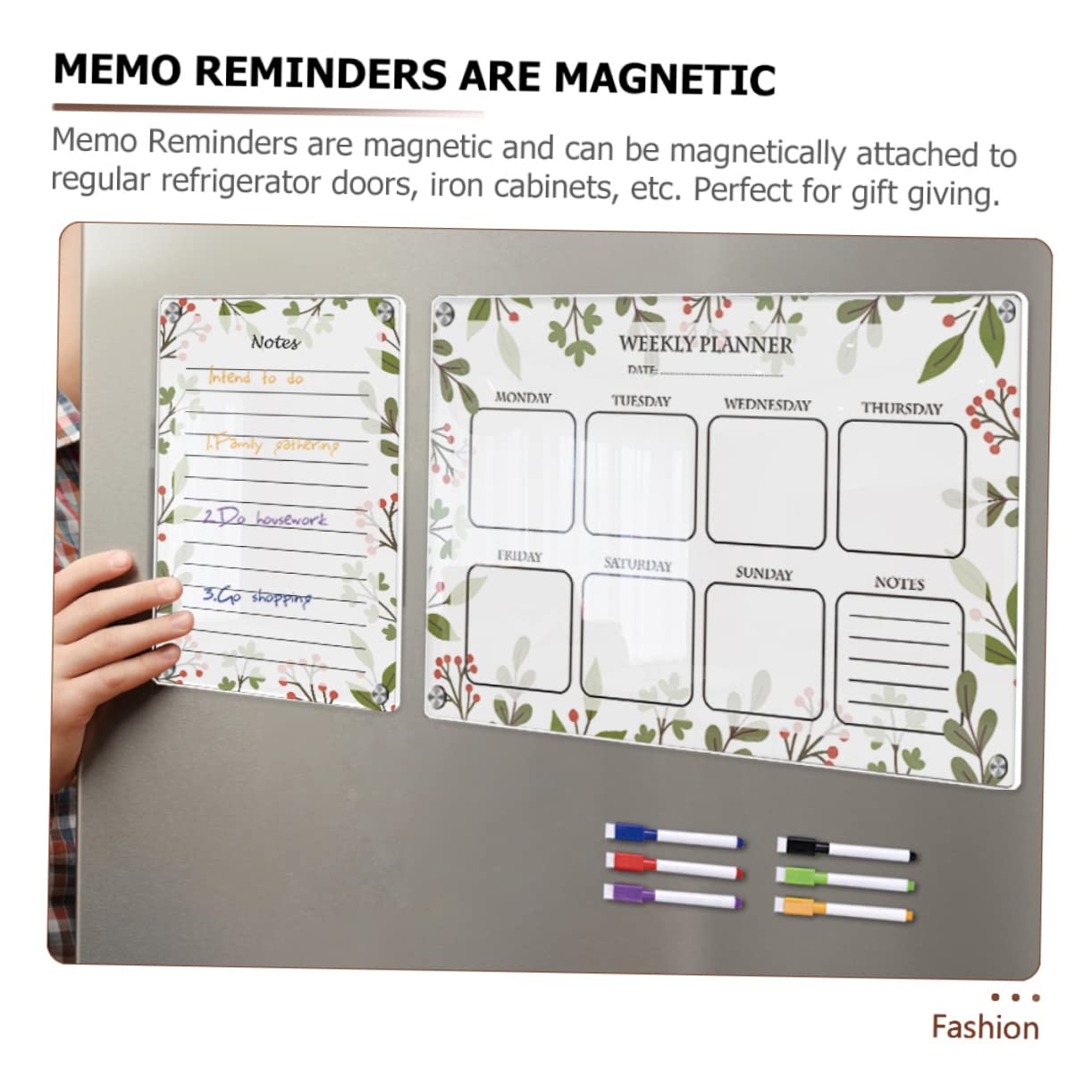Acryl Wochenplaner Tafel Magnetisch für Kühlschrank und Küche | 1 Satz mit Stiften, To Do und Terminplanung, Tragbar und Schreiben Geeignet