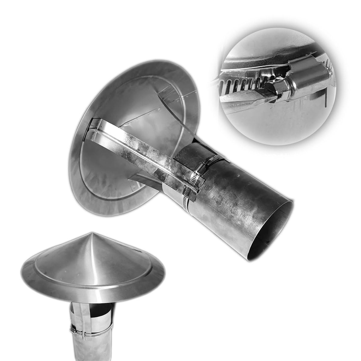 Copertura canna fumaria in acciaio inox | 50-300 mm, Scenario di utilizzo: ventilazione del camino e scarico fumi