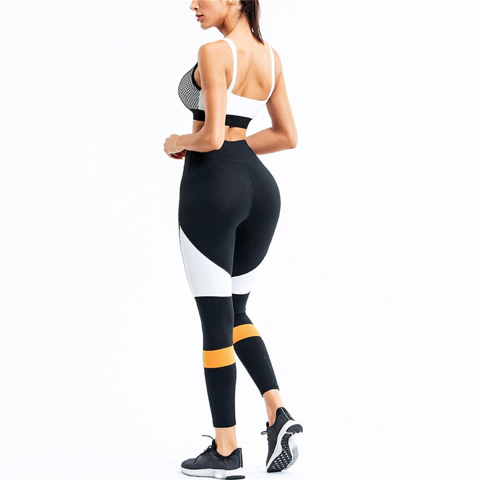 Zestaw odzieży do jogi, 2-częściowy zestaw dresów treningowych, dla kobiet, Color Block Quick Dry Trening, 2 sztuki, garnitur tłokowy do jogi, ochraniaczy, bez ramion, sportowy biustonosz z siateczki, zestaw do jogi, fitnessu, 2 sztuki