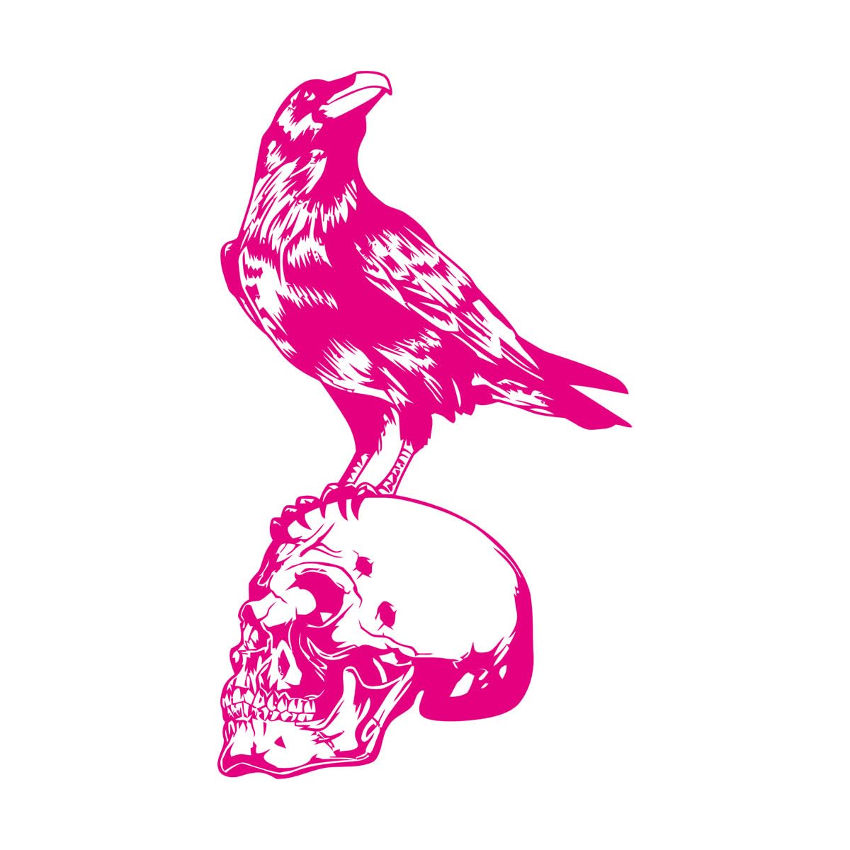 Vinyl Wall Stickers Bird Raven Skull Skeleton Gothic Style 48x80.3cm Art Mural Painting Large Rosered