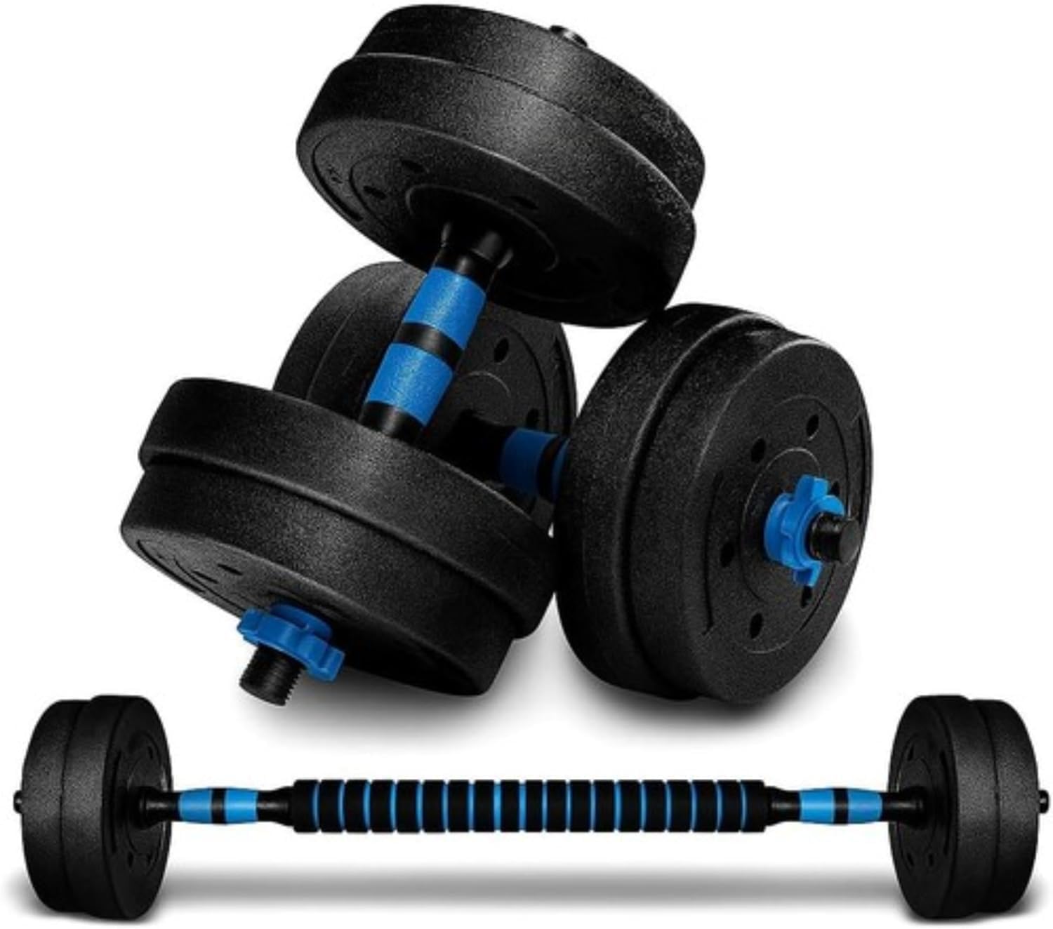 Adjustable Dumbbell Barbell Set 10–50kg – All-in-One Weight Lifting Fitness Equipment with Connecting Rod, Anti-Slip Bars & Spin Collars for Home Gym Strength Training (Blue, 40KG) — image 1