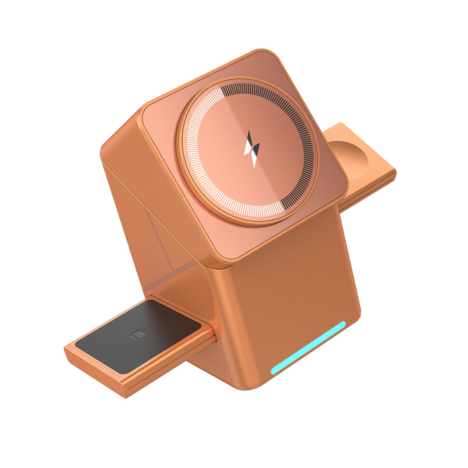 Caricabatterie per dispositivi multipli Rotazione automatica a 360 gradi 15 W Aggiornamenti Dock di ricarica rapida per telefono orologio auricolare supporto di ricarica da scrivania