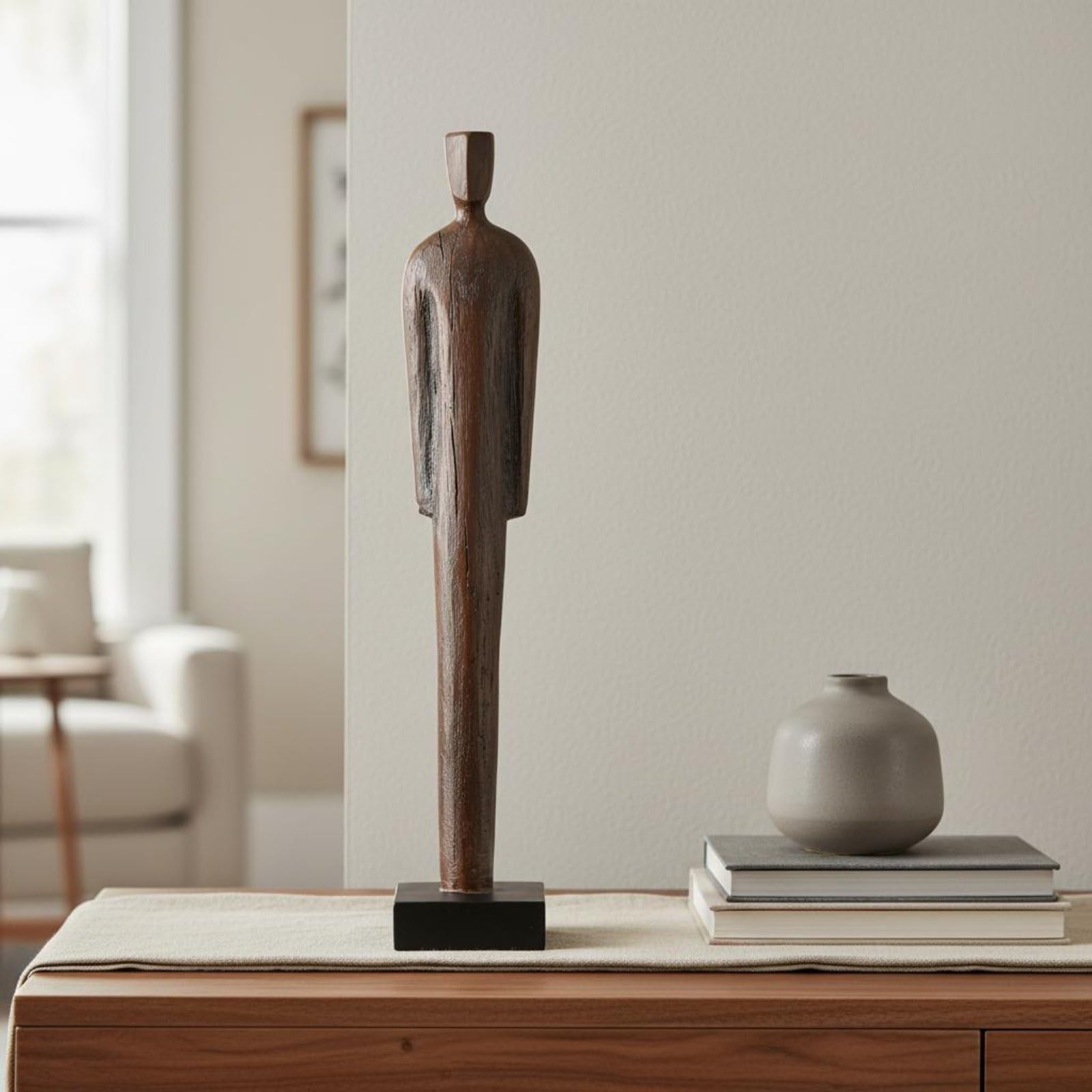 Gralara 2 Pezzi Statuetta in Resina Minimalista Statua da Tavolo Uomo Regalo Elegante Statuetta da Scrivania per Soggiorno
