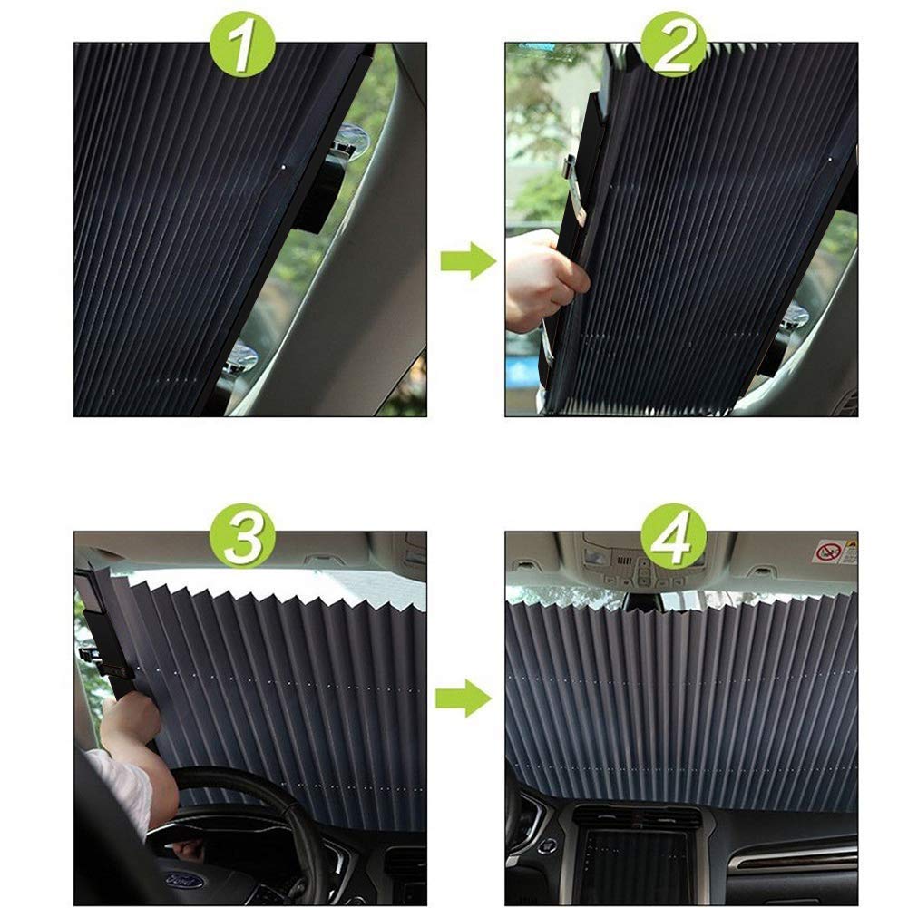 Parasole per parabrezza auto, stile a fisarmonica, retrattile e automatico, per parabrezza anteriore