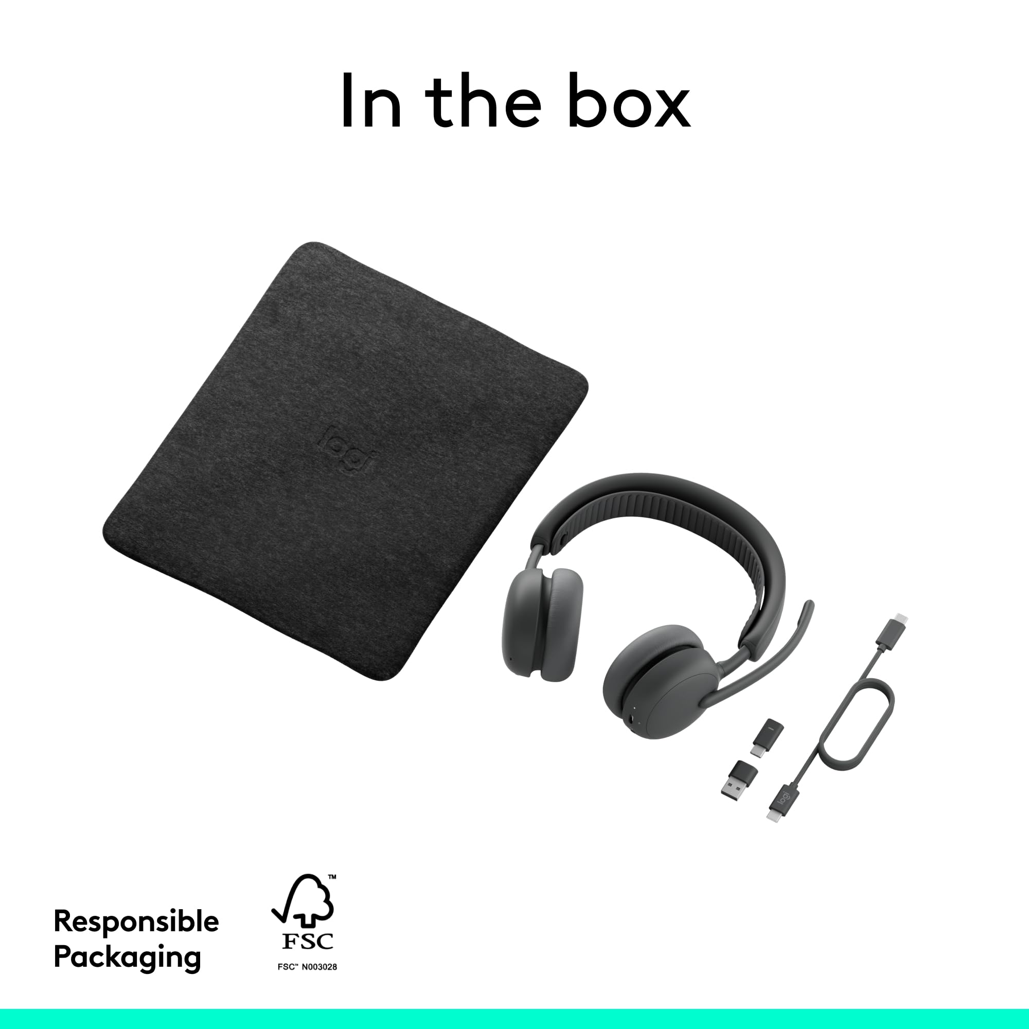 Logitech Zone Wireless 2 ES for Business - Noise-Canceling Wireless Headset with Adaptive Hybrid ANC, Bluetooth, USB-C & USB-A, Zoom & Google Certified - Graphite