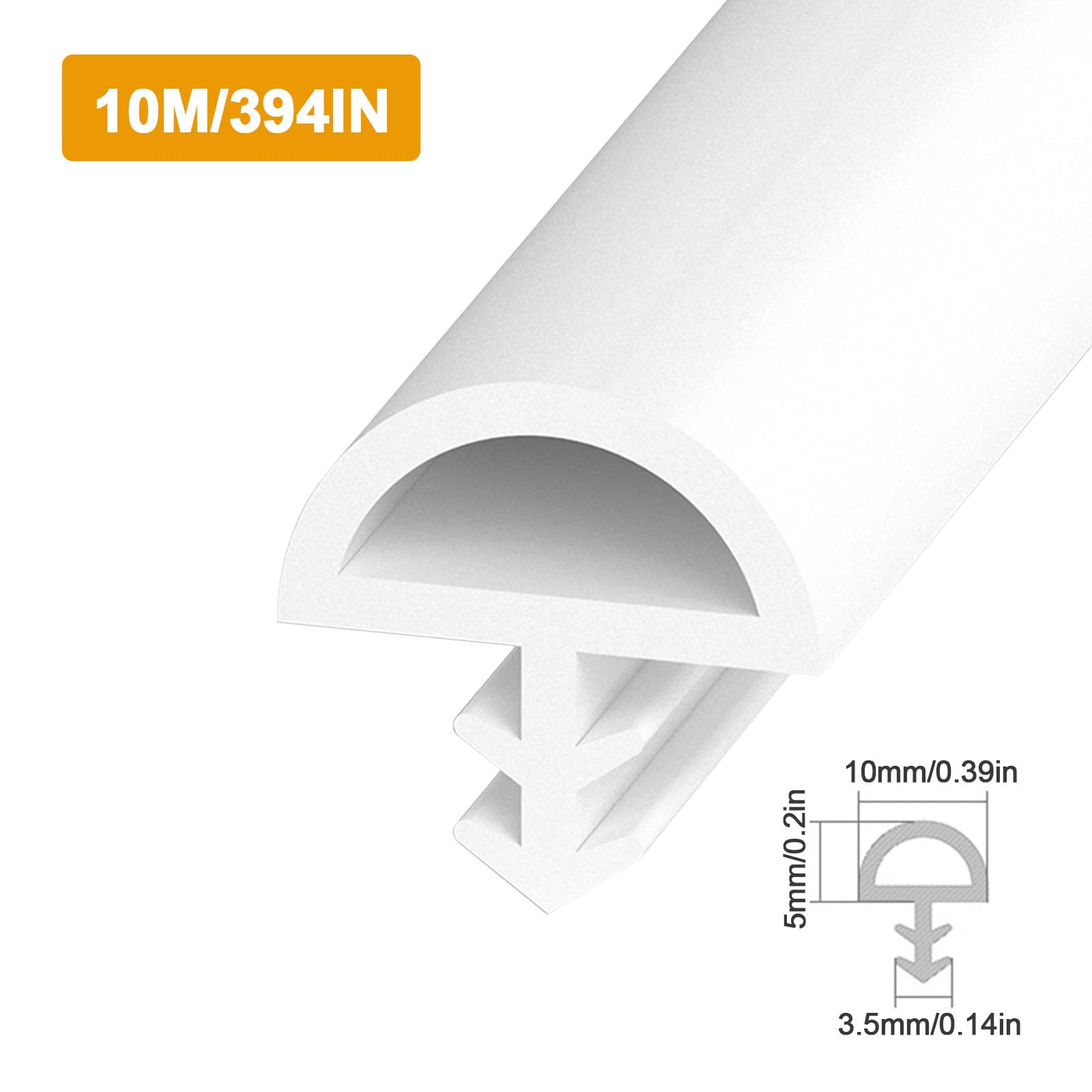 Junta para puertas interiores, junta de puerta de TPE, 10 x 5 mm x 10 m, 5 m/10 m/30 m de junta de marco de puerta, junta de goma, junta para puertas y ventanas resistente al viento y la lluvia