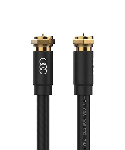 Miniatura 9 de Cable coaxial (6 pies) Triple blindado, cable de TV coaxial RG6 con clasificación en la pared, audio digital con conectores chapados en oro F macho