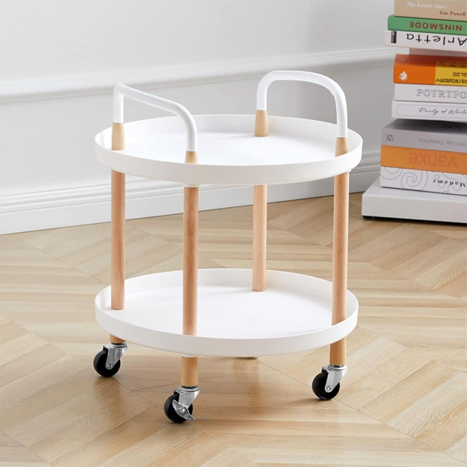 Olpad Coffee Table Sofa Side Snack Table Small Mobile Trolley with Multi-Layer Storage Shelves for Kitchen Living Room Bedroom Nightstand and Balcony (2Layer Round)-picture-23