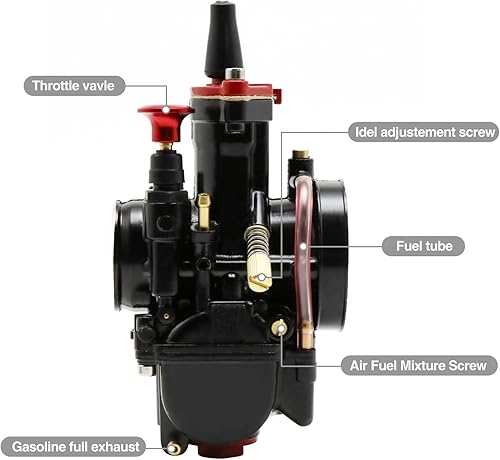Miniatura 4 de PWK - Kit de carburador universal 21, 24, 26, 28, 30, 32, 1.339 in, carburador universal 2T 4T con filtro de aire, colector de admisión, chorros de
