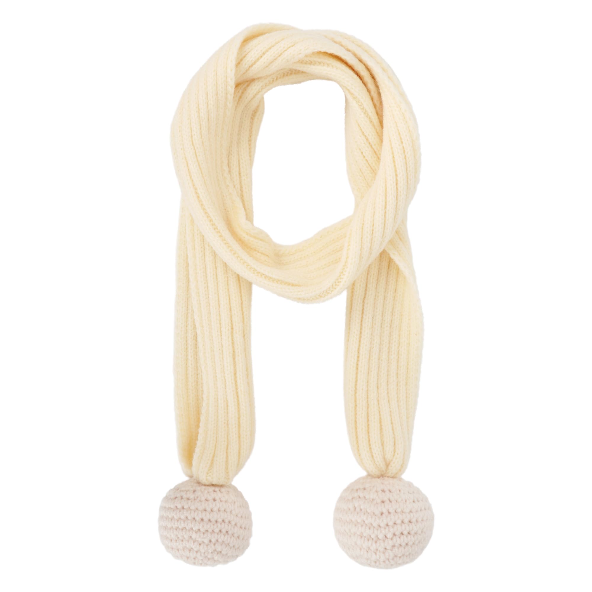 Meliyya Kinder Winter Strickschal Mädchen Jungen Einfarbiger Halstuch mit Bommel 10,5 * 145cm Langer Schal