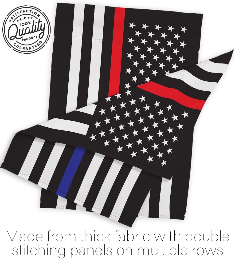 US Thin Red and Blue Line House Flag - Dowel Set First Responders Police Cop Law Enforcement Sheriff Officer Support - Decoration Banner Small Garden Yard Gift Double-Sided Made in USA 28 X 40