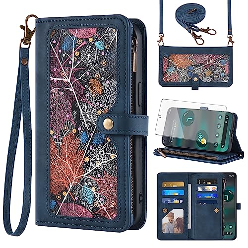 Coque Pixel 6A 5G avec porte-carte fermeture éclair sangle amovible et verre