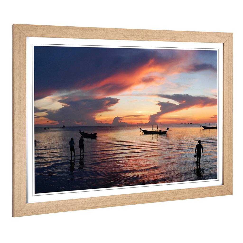 Big Box Art Framed Print of Ko Tao Boats Thailand Seascape Design | Wall Art Picture | Home Decor for Kitchen, Living, Dining Room, Bedroom, Hallway, Office, Oak, A2 / 24.5x18 Inch / 62x45cm