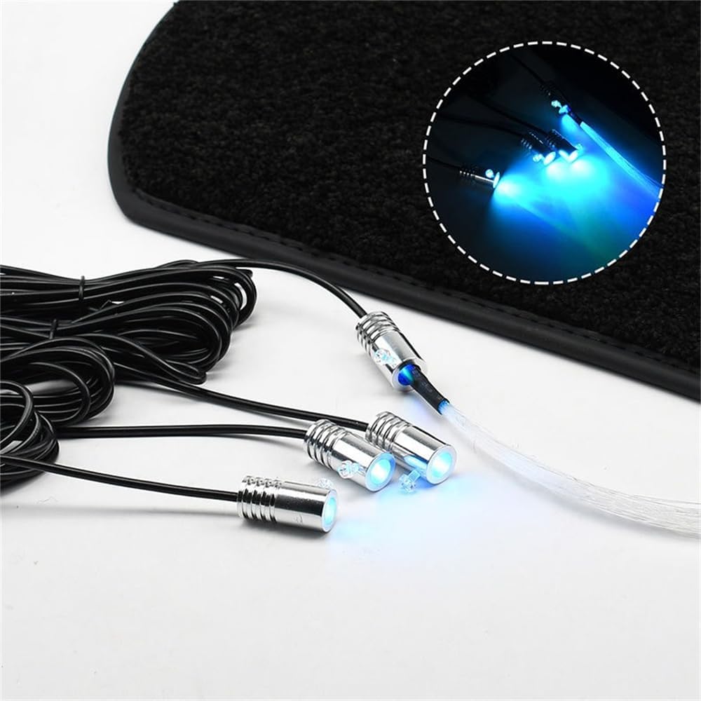 Interior Star Lights for Car, LED Starlights Floor Mats, Carpet Fiber Optic Foot Light Decoration (Set of 2)