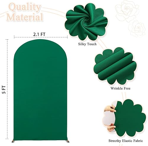 Miniatura 3 de PATYDEST Funda de arco de boda verde de 5 pies para arco de globos, cubierta de arco de feliz cumpleaños, cubierta de telón de fondo de tela de