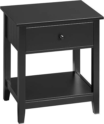 Miniatura 1 de HOMCOM Mesa auxiliar, mesa auxiliar de 2 niveles con cajón y estante de almacenamiento, mesita de noche moderna para dormitorio o sala de estar,