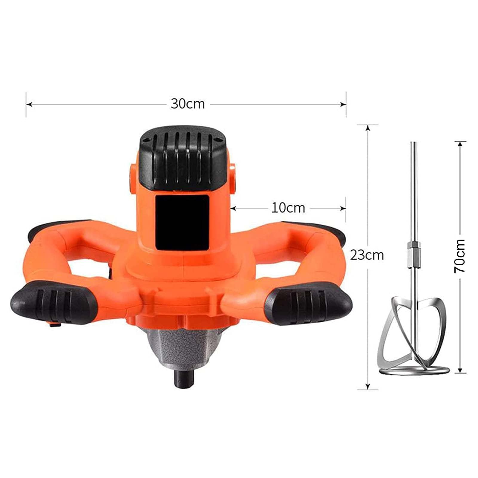 Mezclador de paletas Mezclador de cemento eléctrico de mano de 2380 W Mezclador de mortero de cemento y pintura, Varilla mezcladora de acero inoxidable de 6 velocidades para revolver mortero (70 cm)