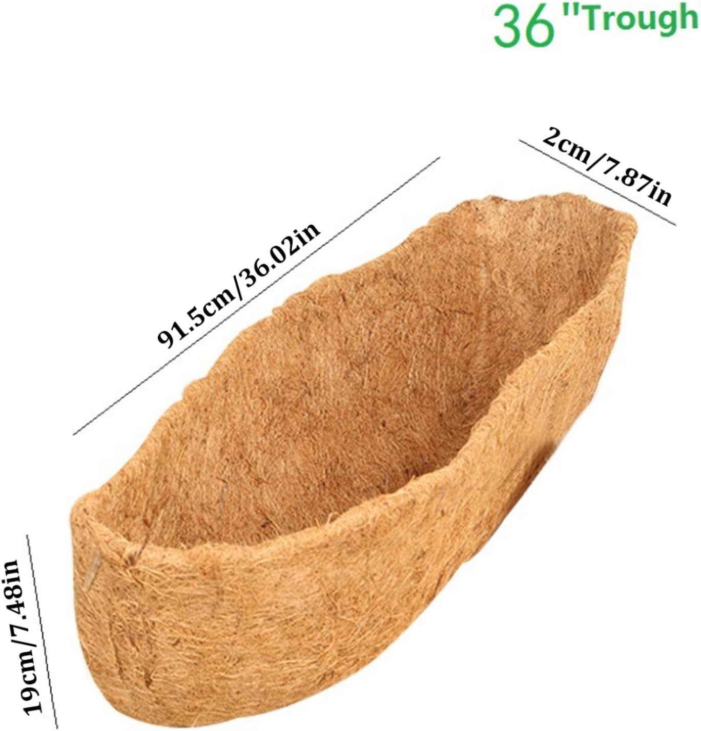 Coconut Planter Liners, Trough Coconut Liners for Planter 36 Inch Coco Coir Fiber Replacement Hanging Basket Liners for Window Box Wall Planter 4Pcs