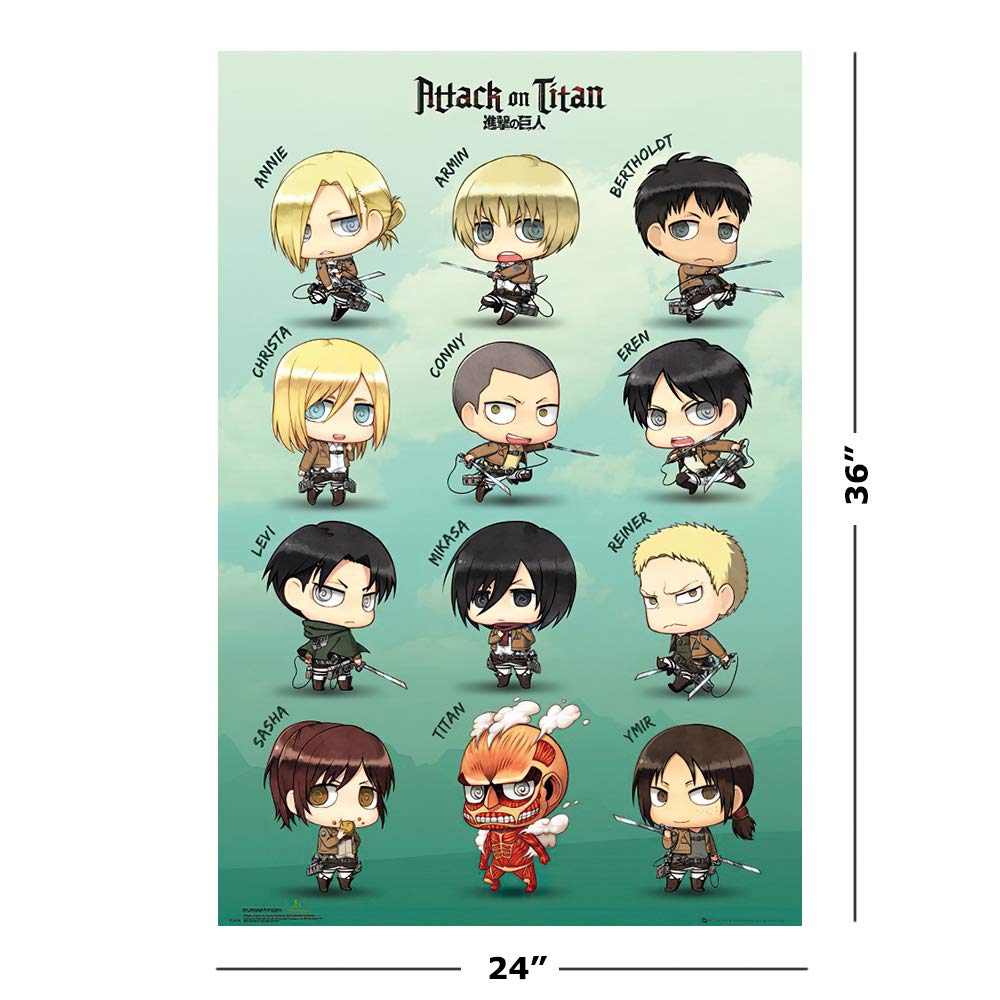 INOHV Attack on Titan Personnages Collection Illustration Rétro Anime Poster Impression sur