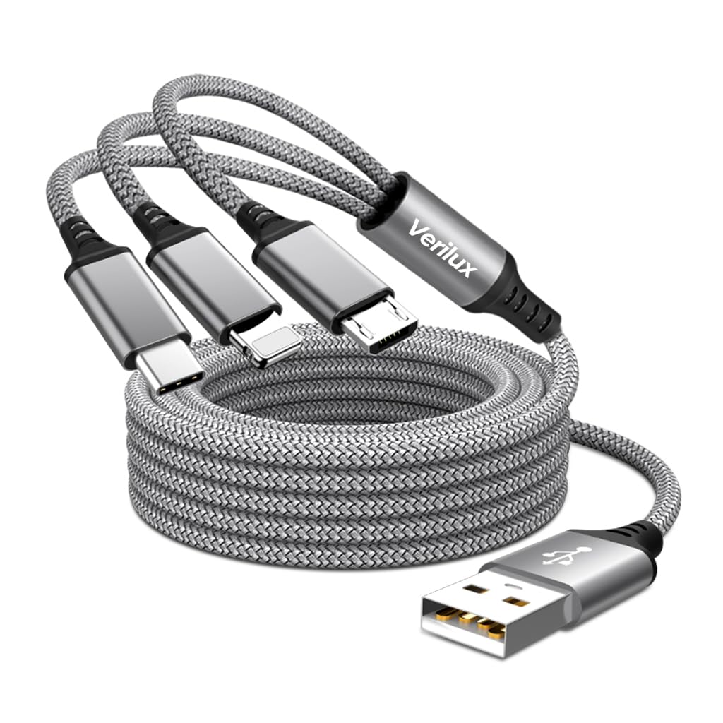 Verilux® 3 in 1 USB Charging Cable Supports Lightn-ing, Mirco & Type C Devices, 9.8ft Nylon Braided USB C Cable Universal Multi-Device Charging Cable for Phone, Tablet, Earbuds, USB Enabled Devices (B0D8VN16WS) Amazon Price History, Amazon Price Tracker