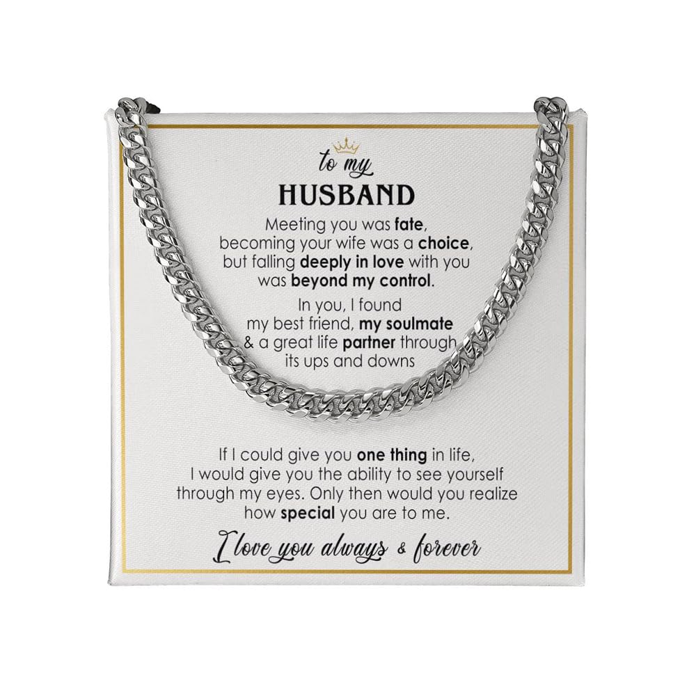 VIRAGIL Gifts For Him Husband Sentimental Gifts From Wife, Cuban Link Chain, Men Necklace For Birthday, Christmas, Valentines Day