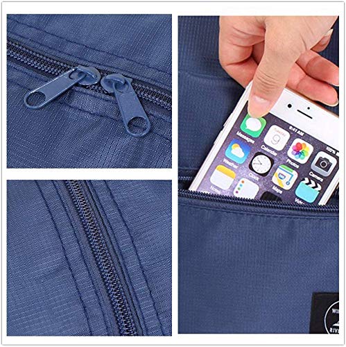 2PCS Foldable Travel Bag Luggage Storage for Sports Gym Water Resistant Nylon Canvas Duffel for Men, Women 32 Liter (Red+Blue)