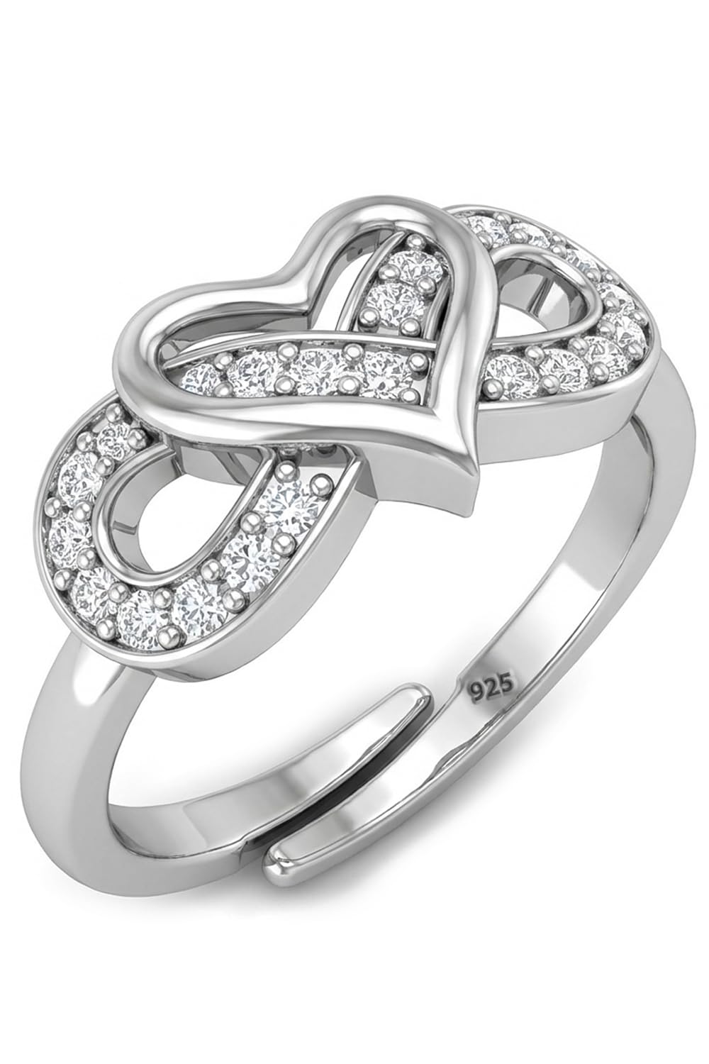 925 Silver Rings for Women Pure Silver - Infinity Ring for Women Stylish, Heart Shape Ladies Rings for Girls, Chandi ki Ring for Girlfriend (Adjustable Size)