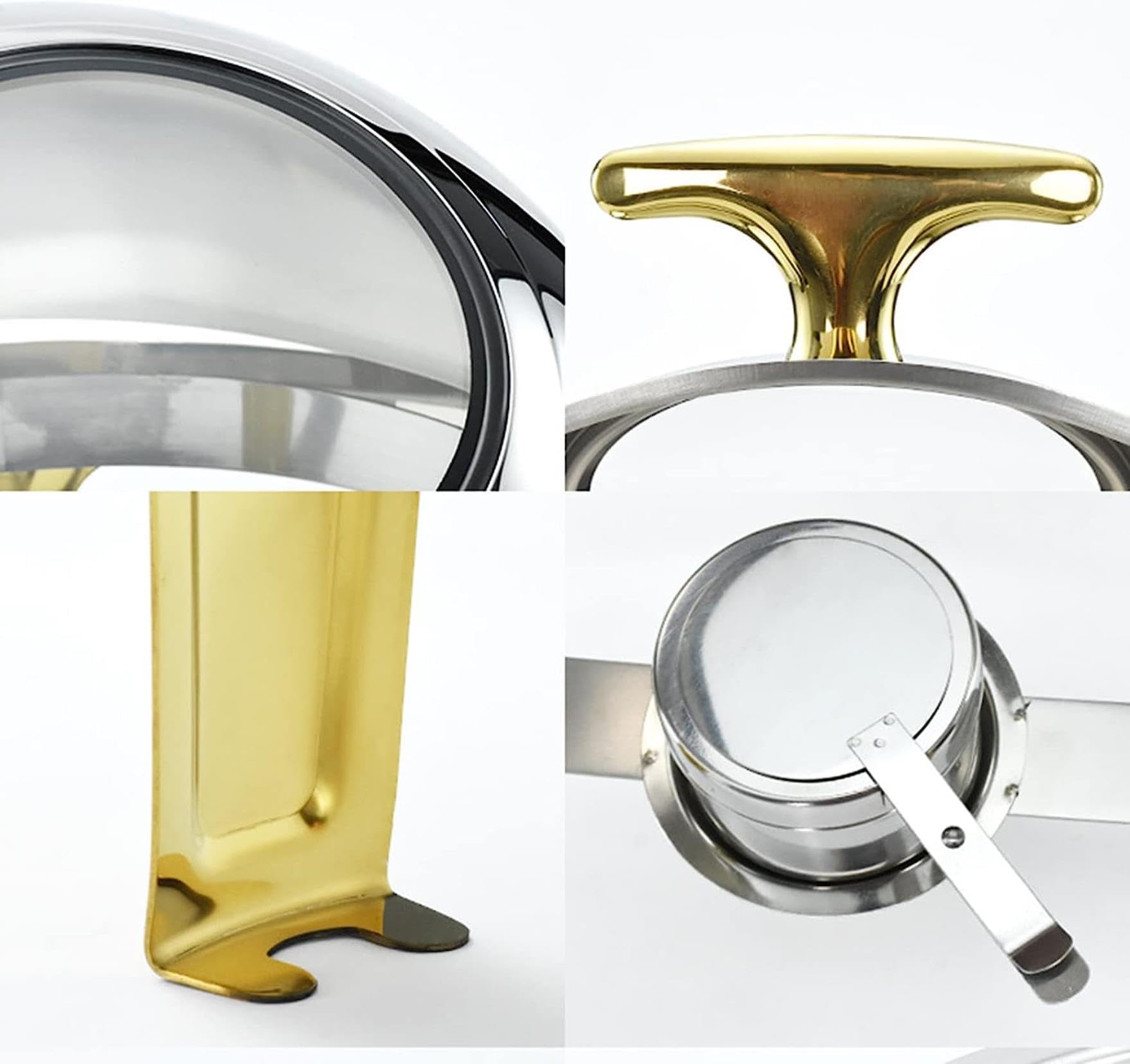 Plateaux Chauffants pour buffets et traiteurs, Chauffe-Plats, Chauffe-Tables, casseroles, plaqué Or 6L (Semi-plaqué Or)