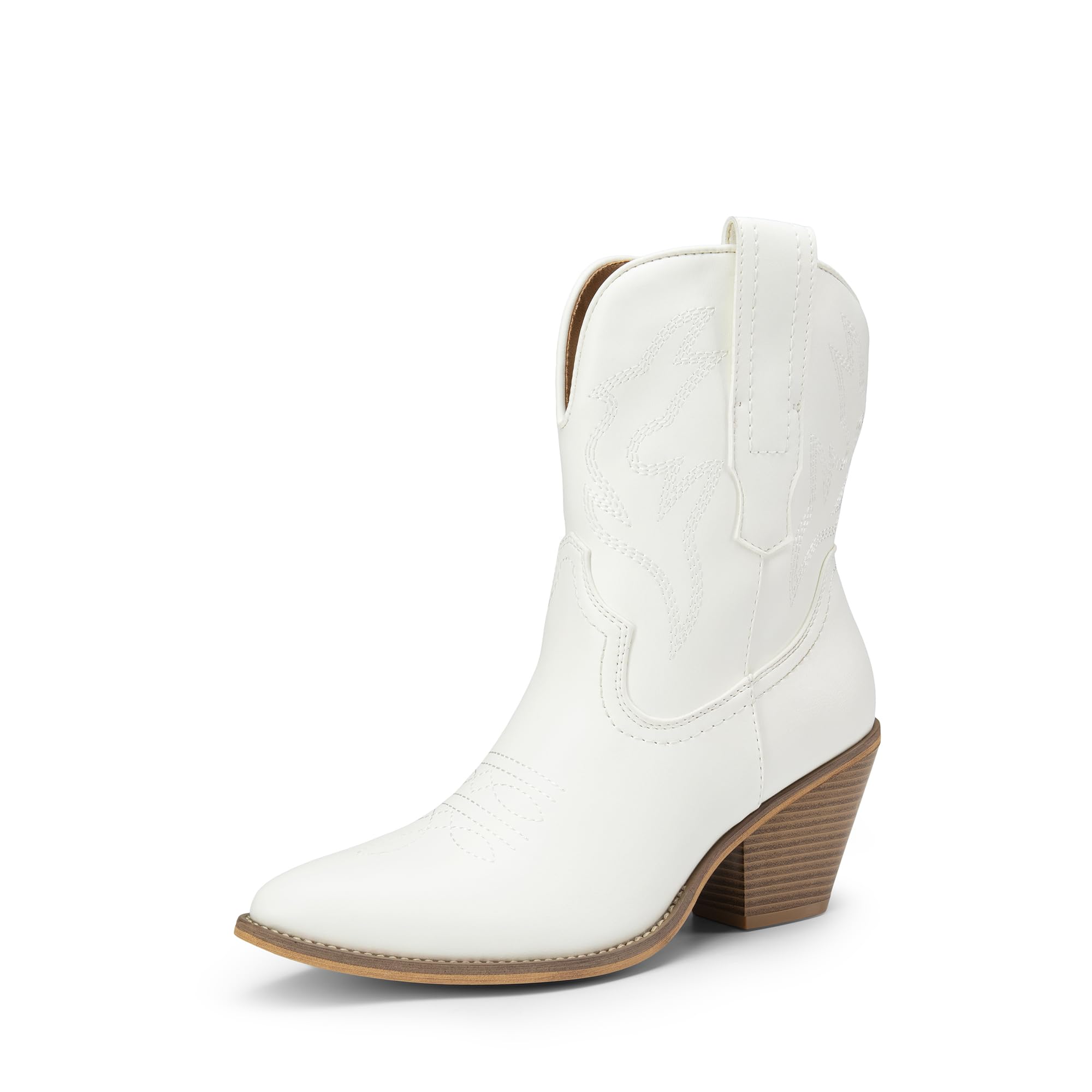 DREAM PAIRS Womens Cowboy Ankle Boots Western Booties Low Heel Pointed Toe Cowgirl Boots