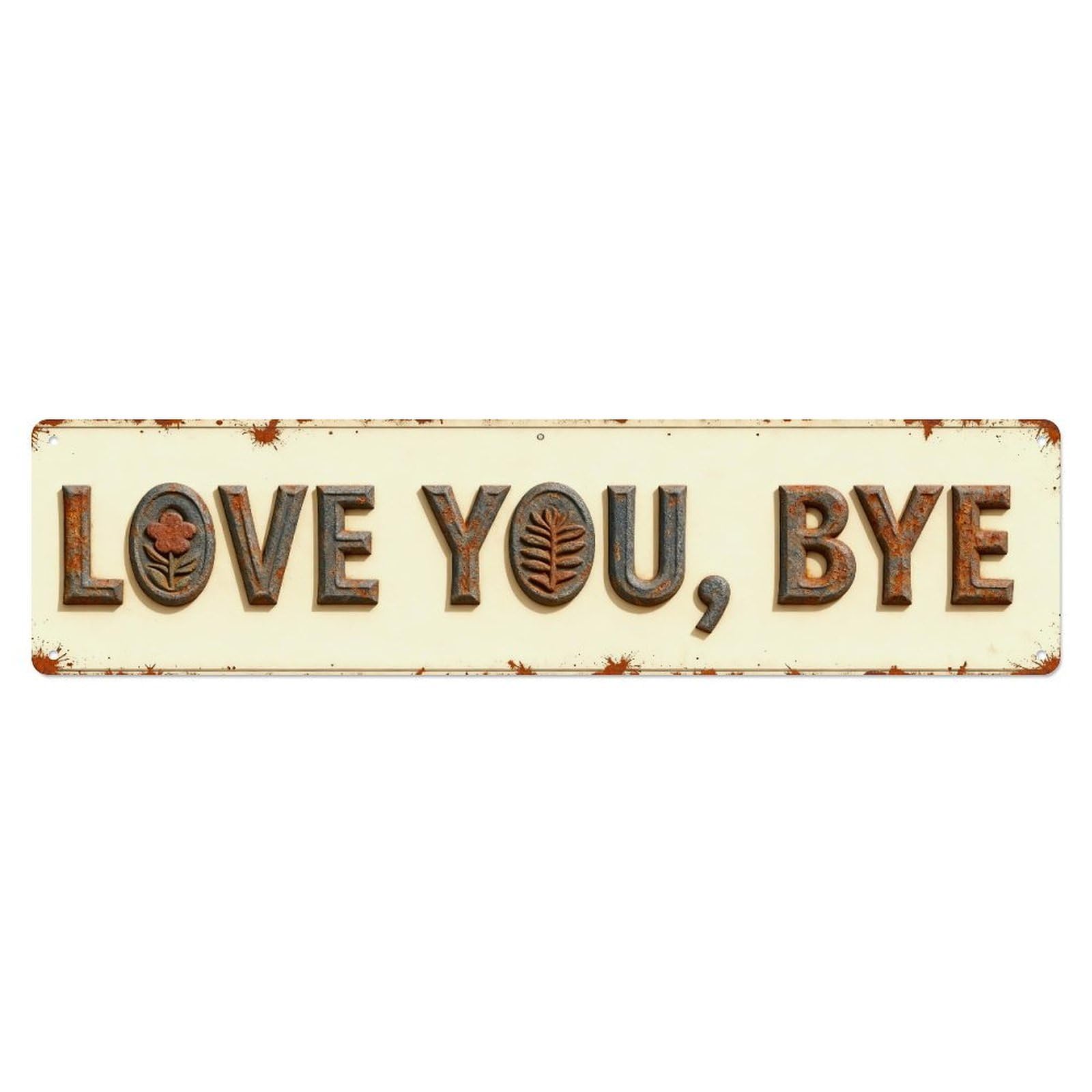 Iageret Vintage Love You Bye Sign Pattern_1 Metal Tin Sign Retro Wall Decor, Bar Garage Cafe Kitchen Home Wall Art Poster Decoration 4X16inches