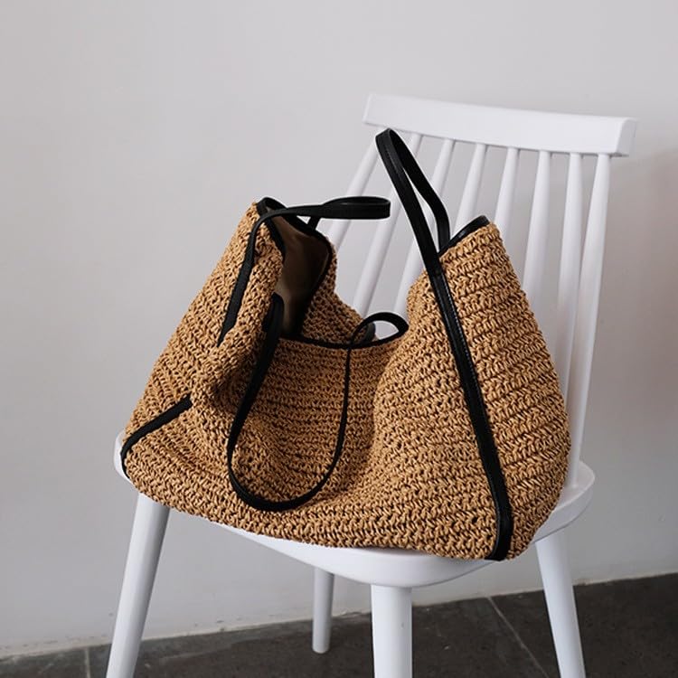Straw Woven Tote Bags Casual Large Luxury Design Capacity Handbag Beach Shoulder Simple Women's Bag Shopping Summer bolsos3